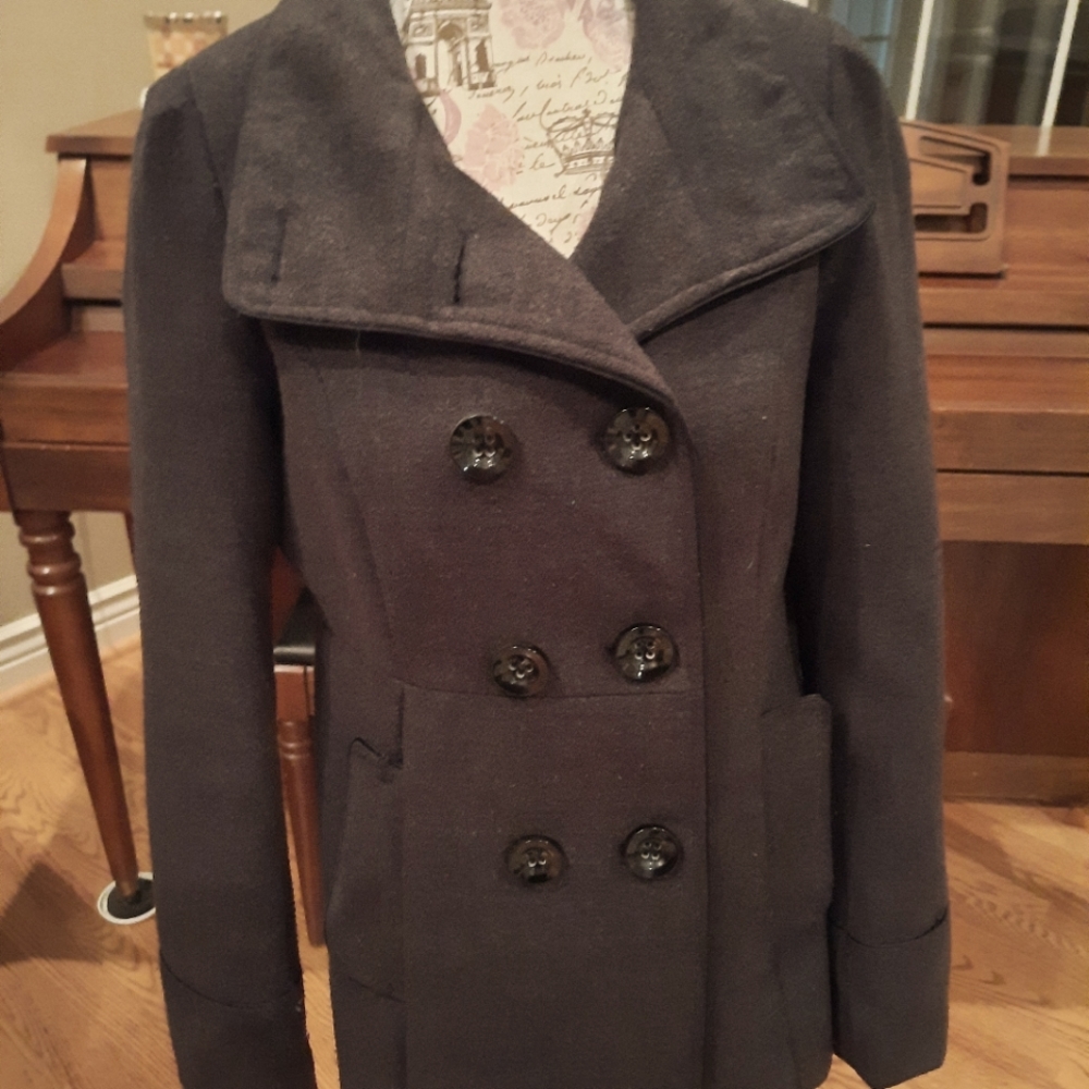 Womens Med Charcoal Wool Coat